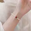 Pulseira Original Nova Estilo Chinês de Ágata Vermelha Natural do Sul e Pérola Shijia para Mulheres, Pulseira de Cristal de Luxo Leve com Toque de Alto Padrão