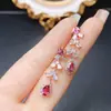 Venta al por mayor de fábrica Pendientes Populares de Granate Natural Plata S925 Incrustado Piedra Principal 4*5 Joyería de Lujo Venta Directa de Fábrica