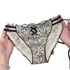Ropa Interior Transparente Sexy con Estampado de Leopardo de Satén Hilo de Hielo para Mujer Braguitas Dulces con Lazo de Cintura Media para Mujer