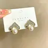 Brincos de Pérola Elegantes Estilo Coreano Francês Agulha de Prata 925 Brincos de Alta Qualidade Coração Flor Versáteis para Mulheres Atacado