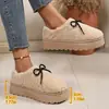Sapatos de algodão de lã nova transfronteiriços femininos sola grossa plataforma laço quentes com pelúcia extra para uso externo casual sem cadarço