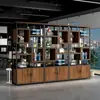 Estante de prateleiras divisórias, estante de livros, tela de ferro estilo industrial autoportante para sala de estar, armário de parede para escritório, decoração de sala de jantar, hall de entrada