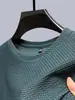 Camiseta de seda gelada fina de manga curta para homens, caimento solto, padrão waffle, manga curta, gola redonda, top moderno estilo Ins, disponível para atacado