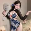 Lencería Sexy Deseo Puro Descubierto Transparente Cita Tentación Retro Cheongsam Set Sin Quitar Venta al por Mayor 2904
