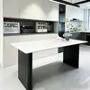 Juego de comedor minimalista con tablero de mesa de piedra negro mate, adecuado para apartamentos pequeños, estilo de lujo ligero, ideal para uso doméstico o propiedades de alquiler, mesa de comedor rectangular