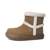Botas de Nieve de Lana del Noreste para Mujer Piel Genuina Zapatos de Algodón del Noreste 2025 Nuevas Botas Cortas Cálidas de Lana Gruesa Forradas de Polar