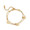 Pulseira de moda transfronteiriça de aço titânio com contas de camada dupla, Roma europeia e americana mais vendida com diamante, camada dupla de aço inoxidável que não desbota, feminina