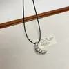 Collar con Colgante de Puma Estilo Coreano Cordón de Cuero Negro para Mujer Simple Versátil Elegante Cadena Larga de Lana Cadena para Clavícula Accesorios