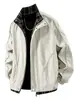 Jaqueta Falsa de Duas Peças Transfronteiriça Roupa Externa Masculina Primavera e Outono Roupa Externa Casual ao Ar Livre Top Xadrez Gola Alta Jaqueta Masculina