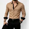 Camisa de Hombre de Manga Larga Elástica sin Planchar para Negocios Transfronterizos Amazon