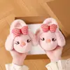 Chinelos de Algodão Infantis de Inverno Coelho Fofo Forro de Pelúcia Quente Estilo Pai-Filho Meninas Casa Antiderrapante Solado Grosso Sapatos de Algodão para Bebê