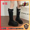 Botas Longas Vermelhas Antiderrapantes de Solado Grosso com Aumento de Altura de 6CM Novo Estilo Primavera/Outono 2026 Celebridade da Internet Botas de Equitação de Salto Alto Retas Acima do Joelho