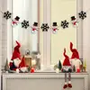 Exclusivo Transfronterizo Fieltro Navidad Copo de Nieve Negro Muñeco de Nieve Bandera Navidad Cuenta de Madera Muñeco de Nieve Decoración de Chimenea