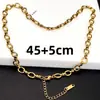 Set de Pulsera y Collar de Hebilla Cruzada Simple, Acero Inoxidable Chapado en Oro, Estilo Trendy Europeo y Americano, Collar Retro de Metal Pesado, Producto Nuevo
