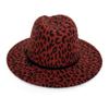 Chapéu de lã com estampa de leopardo moda europeia e americana, cinto para chapéu, chapéu de feltro de aba larga moda masculina e feminina, chapéu Jazz Outono e Inverno, cavalo asiático transfronteiriço