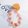 Nueva cadena para funda de teléfono de goteo de aceite acrílico con forma de corazón, accesorios de joyería DIY, llavero de cuentas hecho a mano, accesorios, colgante