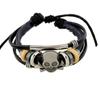 Joyería europea y americana pulsera de cordón de madera tejida pulsera de cuero pulsera de calavera de aleación suministro por lote mixto