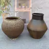 Jarrón de Cerámica Estilo Wabi-Sabi Retro Americano, Jarrón de Cerámica Rústica para Flores Secas, Adorno Vintage Inspirado en Zen Hecho a Mano para Exhibir en una Repisa