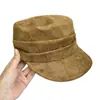 Gorra de equitación plisada retro de gamuza estilo coreano para mujer, gorra de béisbol versátil casual de otoño, gorra de vendedor de periódicos elegante