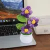 Planta em Vaso Pão de Ló Tricotado à Mão Ornamento para Mesa de Escritório Dia do Professor Flor Artificial Tricotada Pequeno Presente Atacado