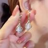 Pendientes de gota de piedra de ojo de gato con diseño de gancho para la oreja, estilo japonés y coreano, elegantes y ligeros, con lágrimas de ángel, para mujer