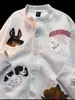 Chaqueta de Béisbol Bordada Divertida de Dibujos Animados de Marca China de Moda para Mujer Primavera y Otoño Chaqueta Cardigan de Estilo Perezoso de Nicho de Gama Alta