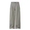Pantalones Casuales de Traje Gris Plisado de Alta Gama Estilo Japonés Retro para Hombres y Mujeres, Pantalones Rectos Holgados de Caída Otoñales