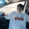 Camiseta de Manga Corta para Hombre Verano Blanco Algodón Grueso Top Calle Alta Americana Ropa de Media Manga para Jóvenes Hombres