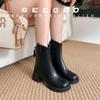 Botas Martin em Estoque para Mulheres, Novas Botas Western Cowboy Vintage Outono e Inverno 2026, Botas de Cano Curto Chunky de Salto Alto Estilo Britânico com Solado Grosso