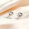 Pendientes de Acero Inoxidable de Venta Caliente Transfronteriza, Exquisitos, Compactos y Versátiles, Pendientes Geométricos de Luna y Estrella Color Acero, Envío Directo