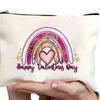 Bolsa Cosmética Explosiva Transfronteriza con Estampado Doble Cara Patrón de Letras Bolsa con Cremallera Bolsa de Muestra de Lino Bolsa de Almacenamiento Impermeable en stock