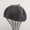 Boina grossa de lã para outono e inverno com bom caimento que faz o rosto parecer menor, chapéu de abóbora para meninas, chapéu artístico retro japonês de pintor