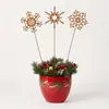 Adornos Navideños para Jardín Transfronterizos Silueta Oxidada Obra de Arte Decorativa de Metal Decoración de Maceta Flor de Nieve de Hierro para Patio