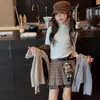 Ropa interior térmica de manga larga para niñas, estilo nuevo, dibujos animados de niña, manga larga, forro polar fino, capa base versátil, cuello medio, estilo coreano, moderno
