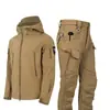 Venta al por mayor transfronteriza del conjunto de chaqueta camuflaje ruso tipo piel de tiburón con temática de ruinas, con pantalones tácticos impermeables forrados de polar y uniforme militar especial