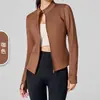 Nueva chaqueta deportiva cortavientos de otoño e invierno para mujer, ropa de yoga ajustada, top cálido de forro polar, top de manga larga para correr y fitness