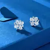 Pendientes de Molino de Viento de la Suerte Plata de Ley Lujo Ligero Nicho Diseño de Trébol de Cuatro Hojas de la Suerte Brillo de Circonita Accesorios de Graduación