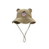 Chapéu de pescador aba reta com orelhas de urso em jeans lavado infantil Coreia do Sul primavera novo fofo que rejuvenesce chapéu de sol atacado