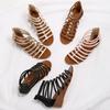 Sandalias de cuña cruzadas de comercio exterior para mujer, nuevas, de una tira, casuales, de moda, bohemias, para vacaciones junto al mar, sandalias romanas