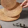 Esterillas tejidas de ratán termoaislantes para uso doméstico, salvamanteles antiquemaduras para ollas, salvamanteles para cuencos, manteles resistentes a altas temperaturas, platos resistentes al calor, juego de uso diario para el hogar