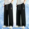 Pantalones de Hielo de Seda para Hombre de Verano, Pantalones Casuales Finos Holgados, Pantalones Deportivos Largos Rectos de Secado Rápido, Ligeros y con Aire Acondicionado