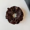 Elástico de Cabelo Floral Dourado Crisântemo Rosa Estilo Maillard Outonal para Coque ou Rabo de Cavalo, Corda de Cabelo Estilo Coreano Retro para Mulheres