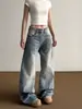 Jeans de pierna ancha azul claro retro americano para mujer 2026, de cintura alta, adelgazantes, nuevos pantalones rectos de ajuste relajado para primavera y otoño