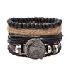 2023 nova pulseira de couro transfronteiriça acessório de liga de carta de baralho coração de pêssego pulseira vintage DIY masculina
