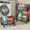 Cesta de ropa sucia para dormitorio lavabo estante de almacenamiento de detergente para ropa de doble capa de pie carrito para huecos de baño estante de almacenamiento para baño