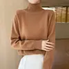 Suéter de Moda Nuevo Cuello Alto Transfronterizo Temperamento Capa Base Casual Otoño Invierno Tejido de Punto Mujer Color Sólido Manga Larga Viaje Simple