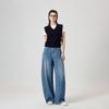 Jeans Sickle Moderno Retrô de Alta Qualidade para Mulheres Nova Coleção Primavera e Verão 2025 Visual Emagrecedor Solto Design de Perna Larga Banana
