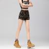2025 camuflado padrão de cordão cordão cintura elástica calça reta estilo coreano all-match calça casual feminina shorts hot pants cinza