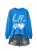 Amazon eBay estación independiente moda versátil mujer hola 40 corazón cuello redondo manga larga sudadera comercio exterior transfronterizo