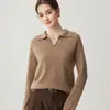 Suéter de Base de Color Sólido Cálido Bai Cai Rong Otoño e Invierno Estilo Nuevo Cuello POLO Camisa de Base de Punto 100% Cachemira Pura